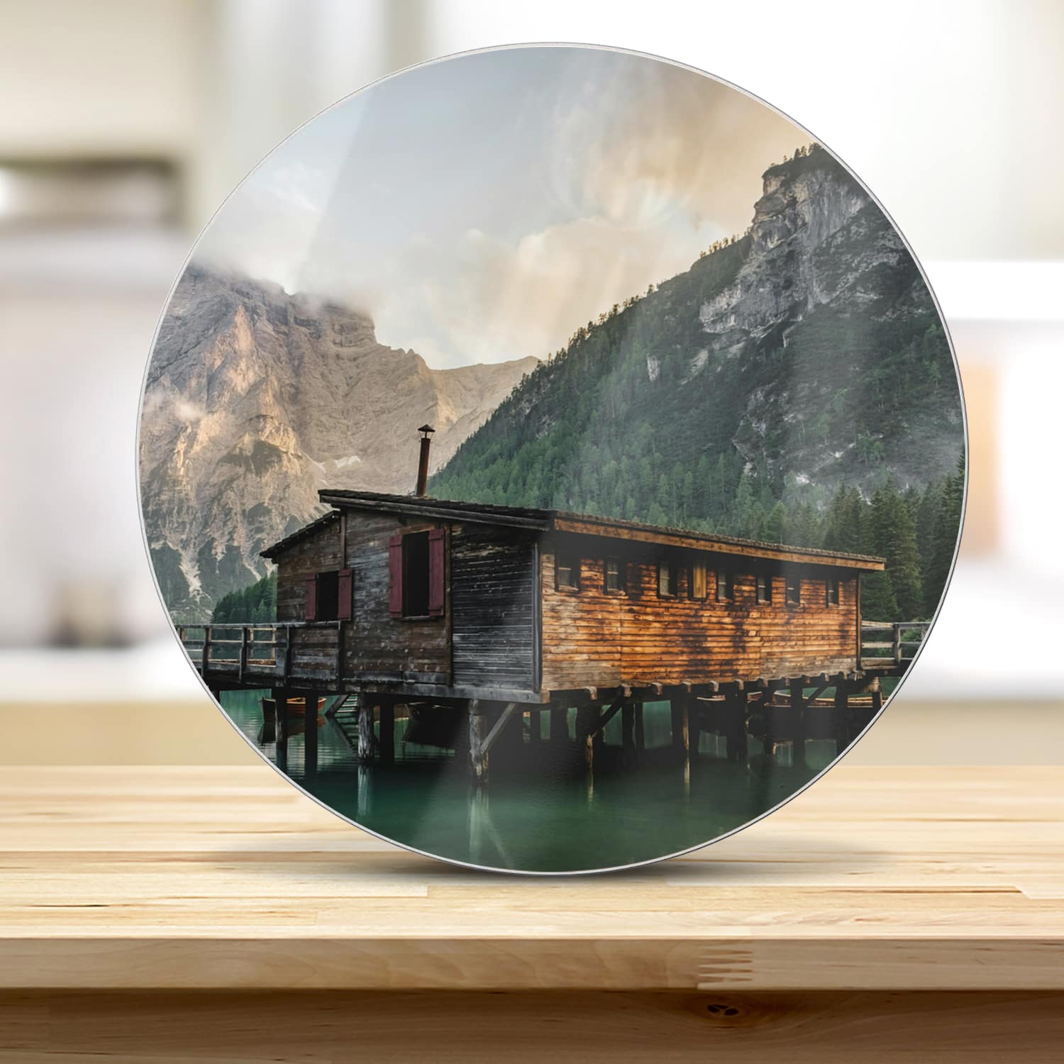 Schneidebrett Rund - Berghütte am See