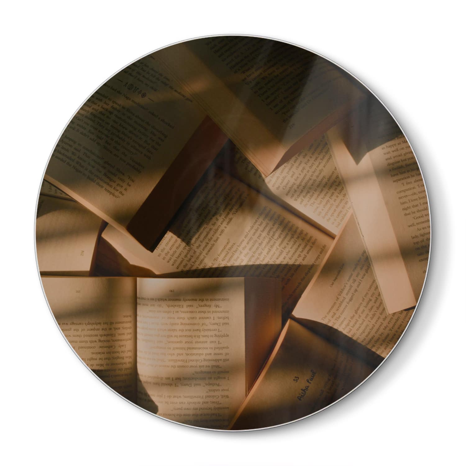 Schneidebrett Rund - Bücher-Textur