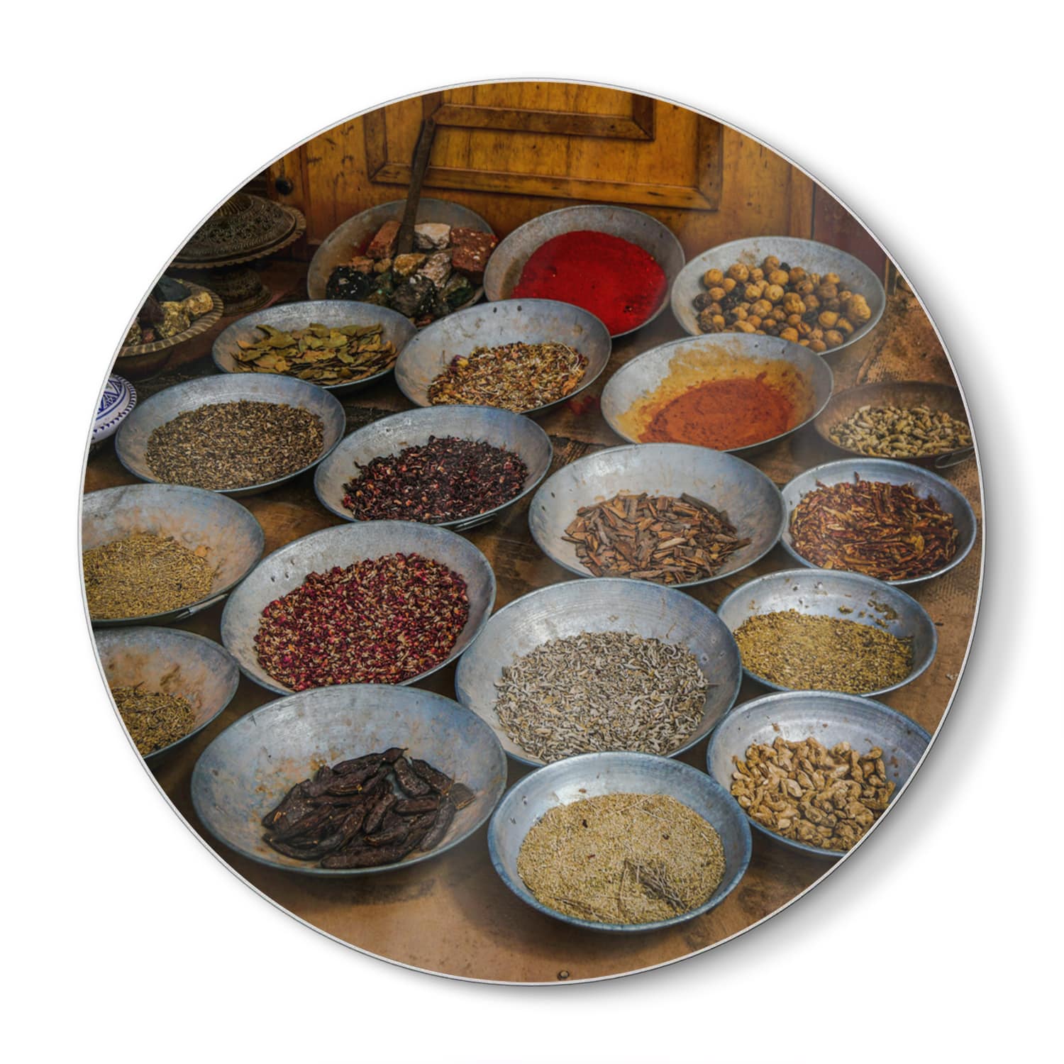 Schneidebrett Rund - Orientalischer Gewürzmarkt
