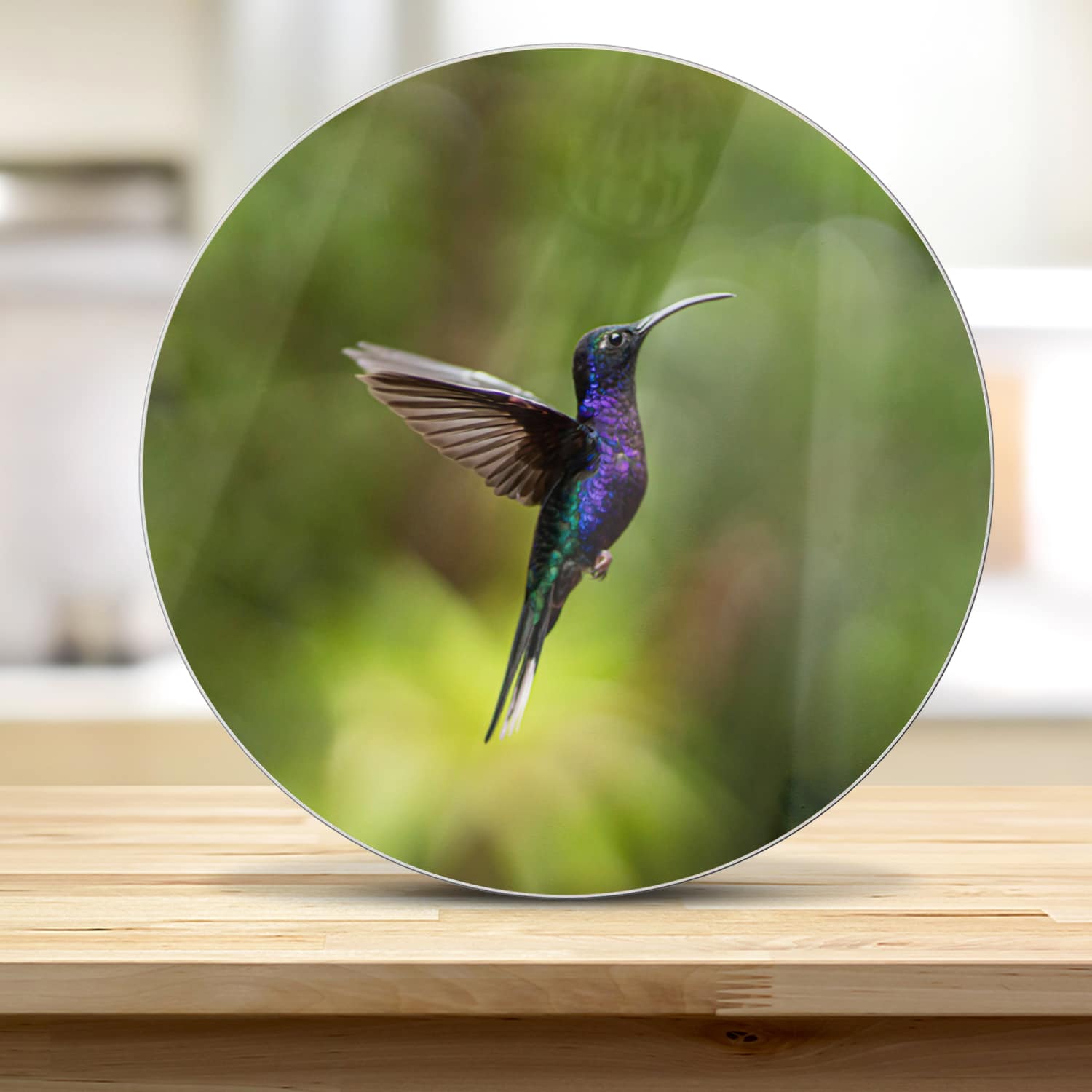 Schneidebrett Rund - Bunter Kolibri