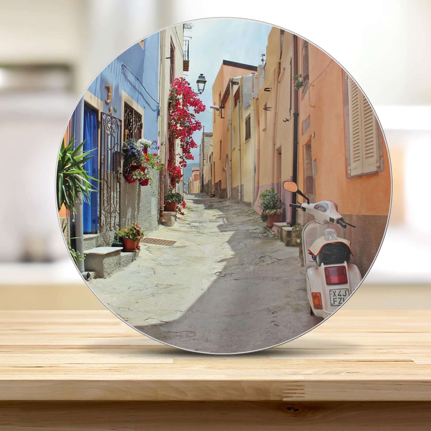 Schneidebrett Rund - Bunte Gasse