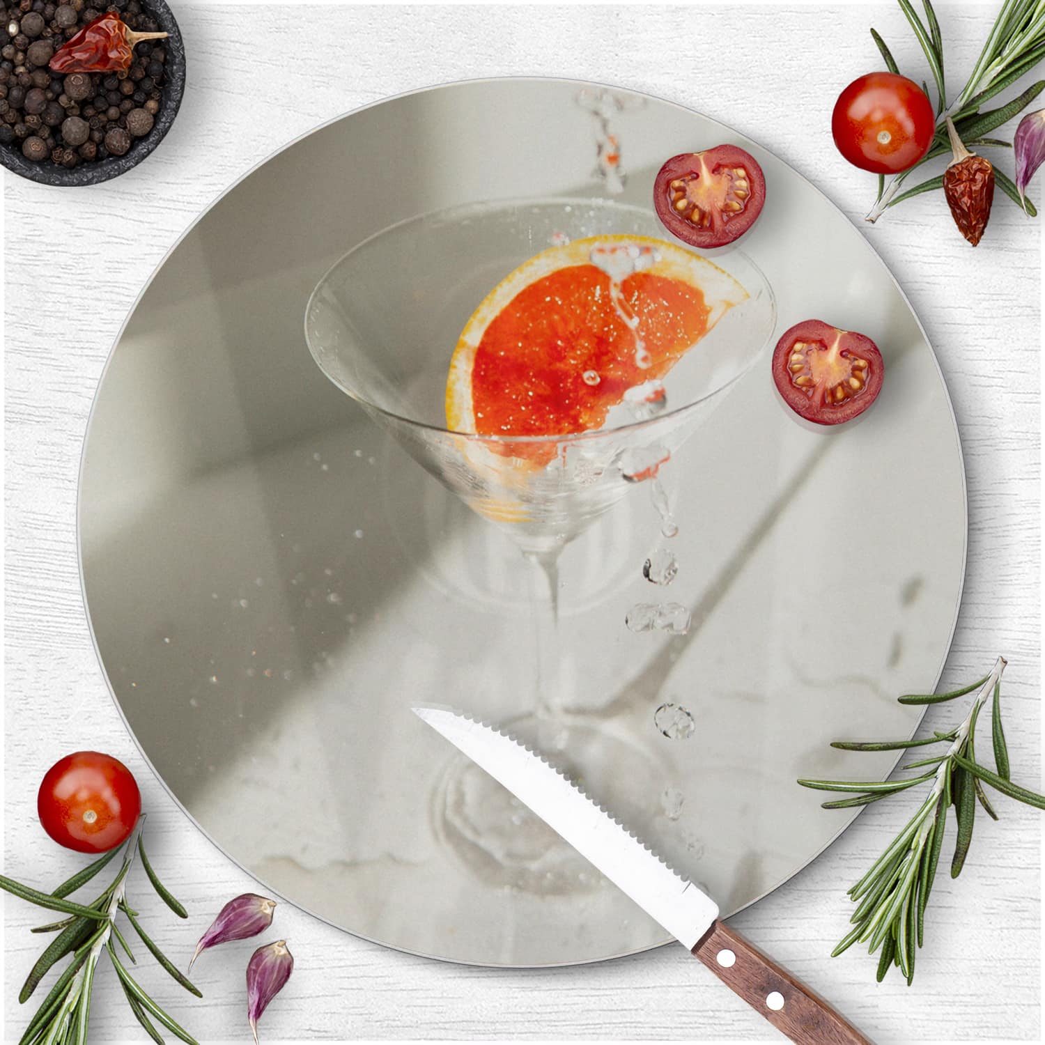 Schneidebrett Rund - Ästhetischer Cocktail