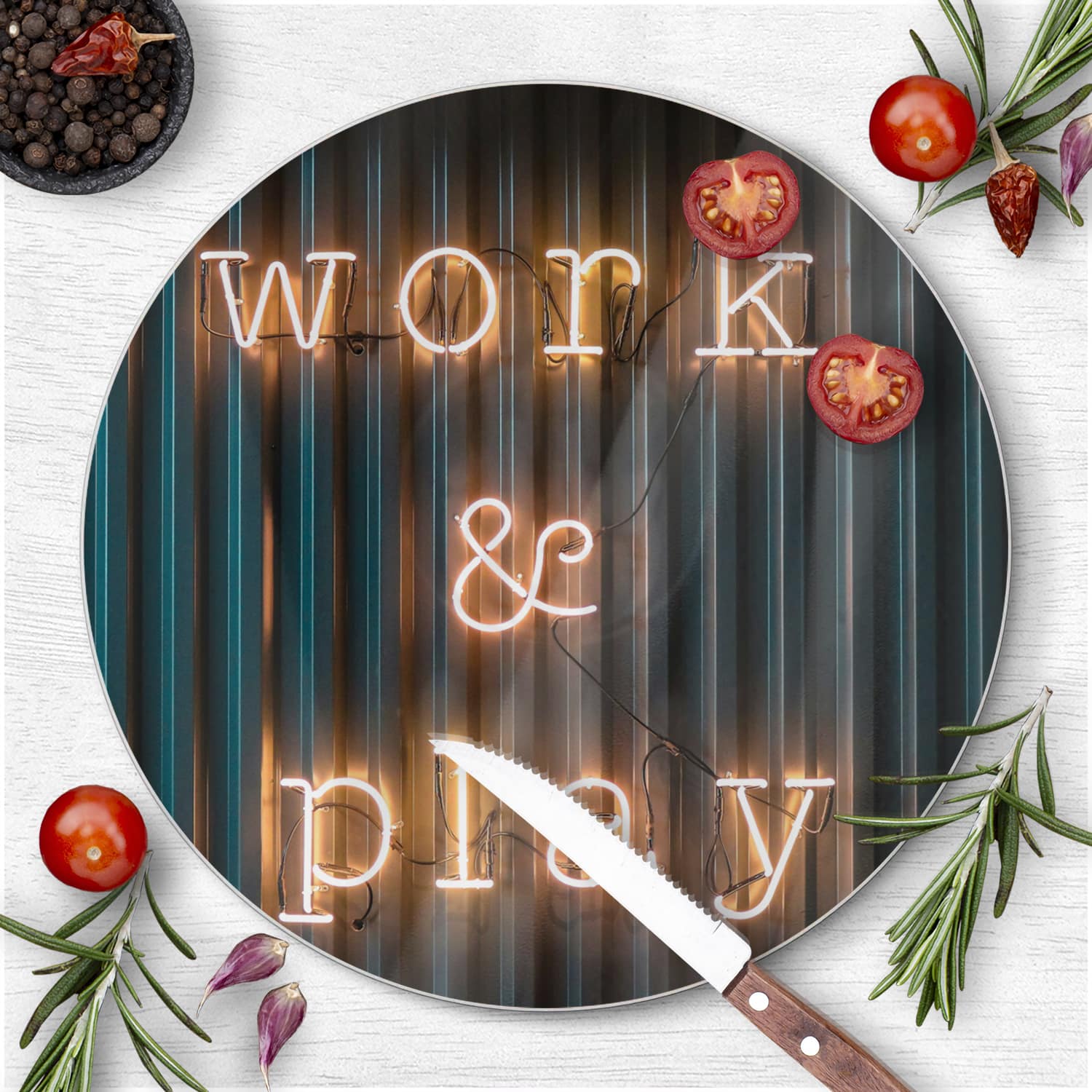 Schneidebrett Rund - Work & Play