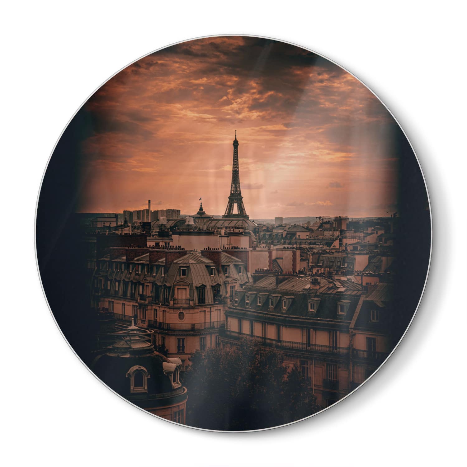 Schneidebrett Rund - Paris in der Dämmerung