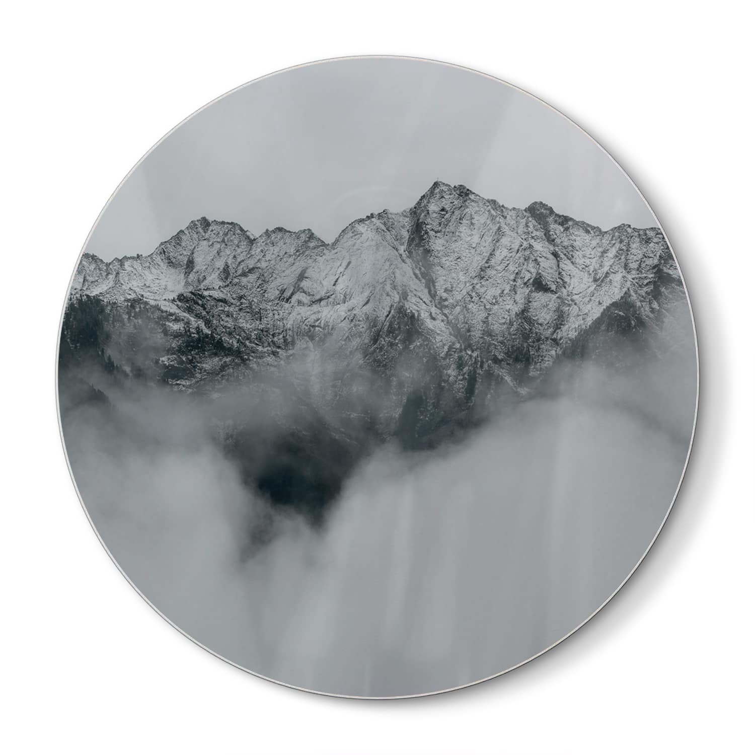 Schneidebrett Rund - Berg in den Wolken