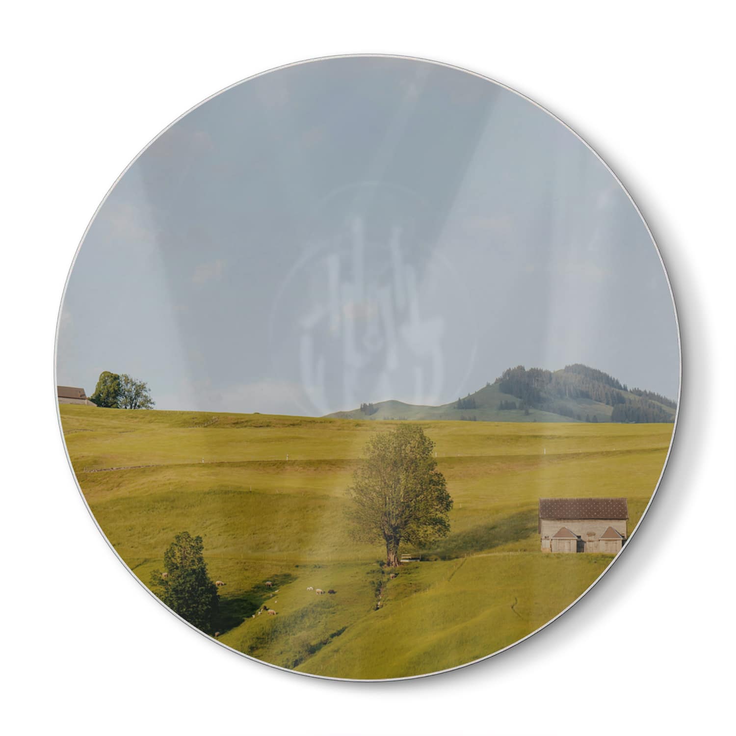 Schneidebrett Rund - Hügelige Landschaft