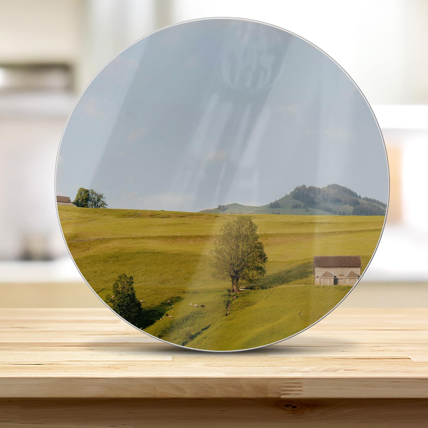 Schneidebrett Rund - Hügelige Landschaft