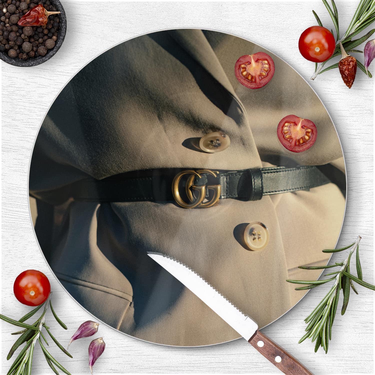 Schneidebrett Rund - Gucci-Gürtel