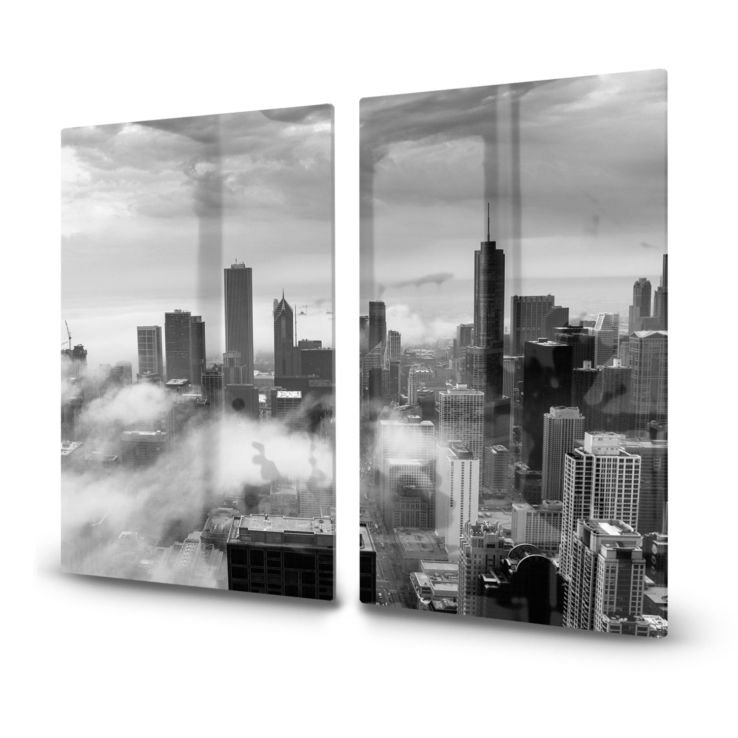 Herdabdeckplatte Chicago Skyline im Nebel