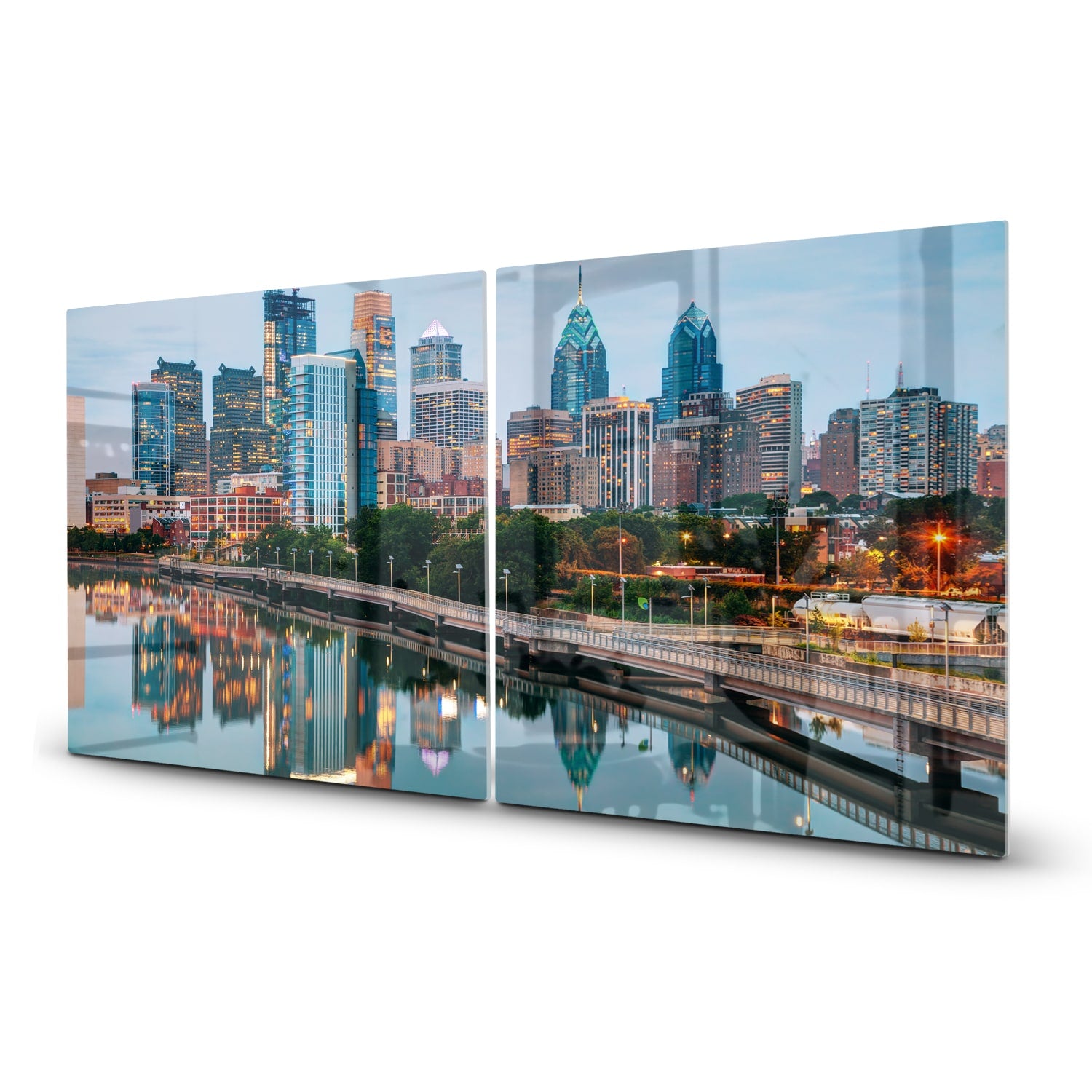 Herdabdeckplatte Philadelphia Skyline bei Nacht