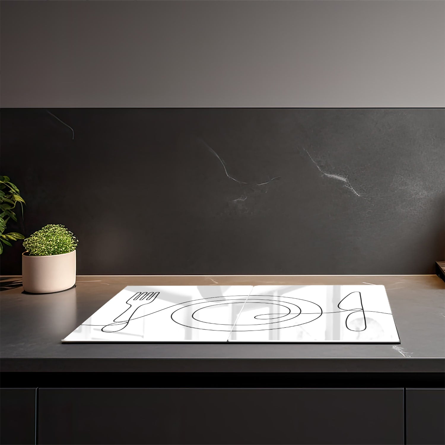 Herdabdeckplatte Linienkunst Esstisch