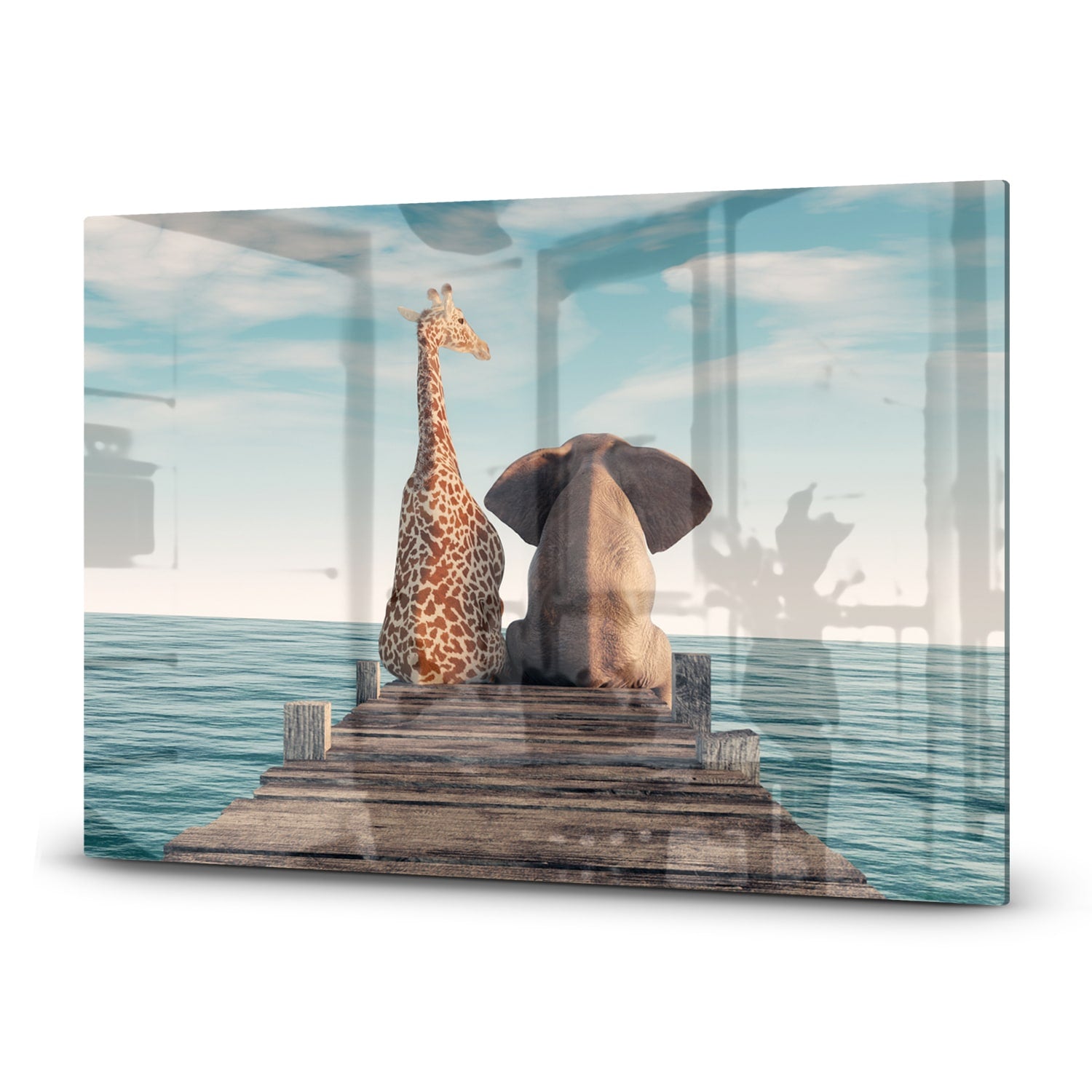 Herdabdeckplatte Giraffe und Elefant