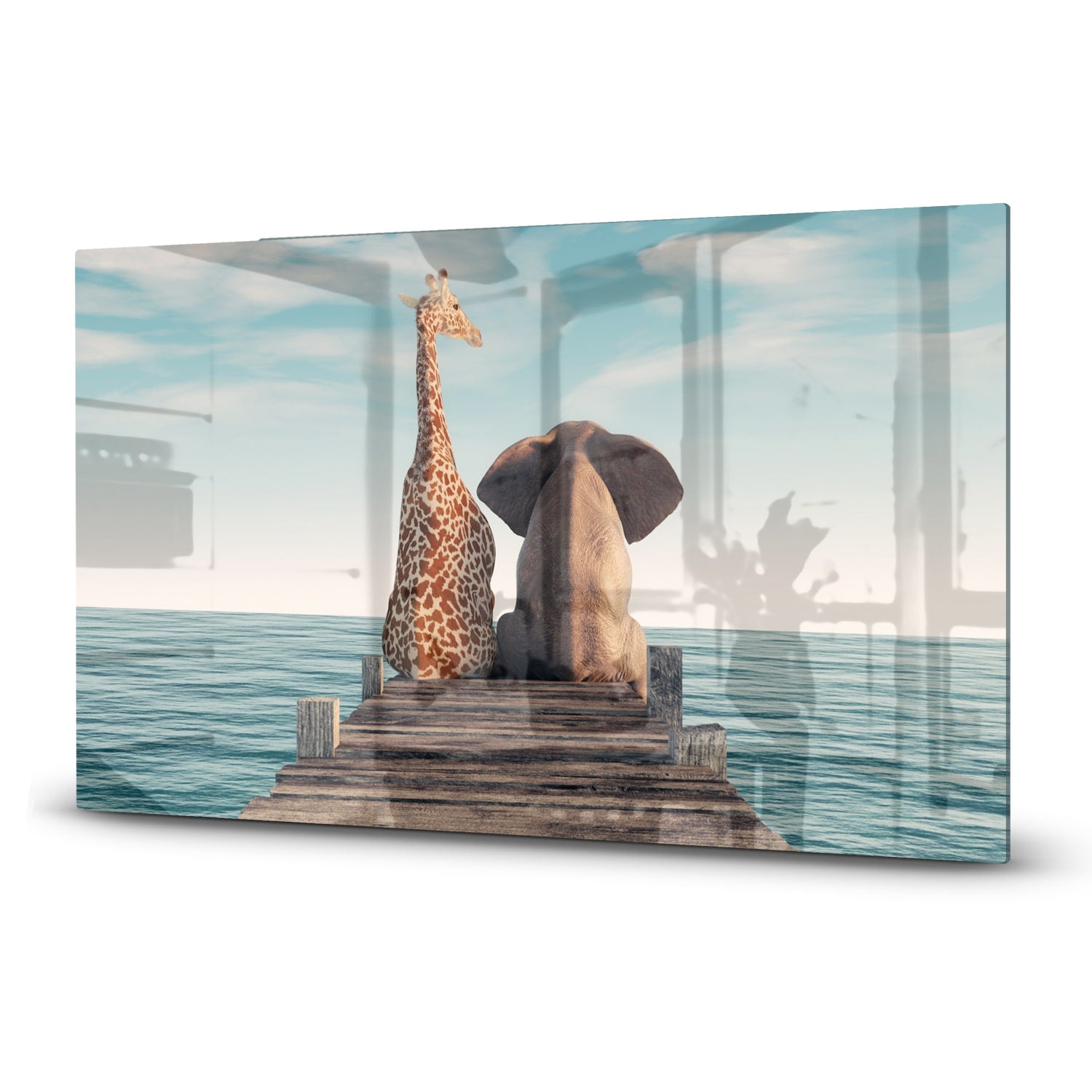 Herdabdeckplatte Giraffe und Elefant