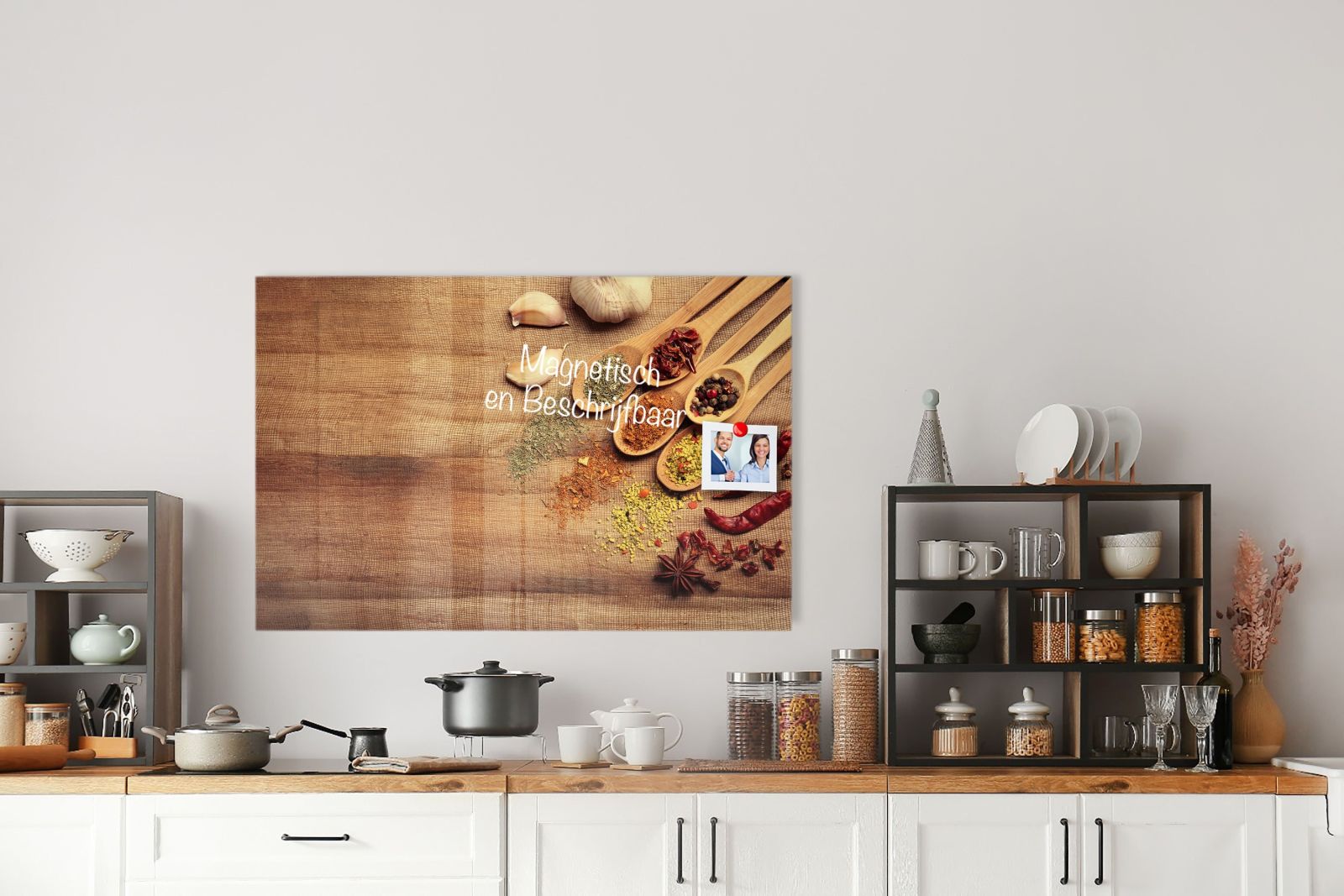 Mydesignglas Glas Whiteboard - Kräuter auf Holztisch – magnetisch, kratzfest & rahmenlos
