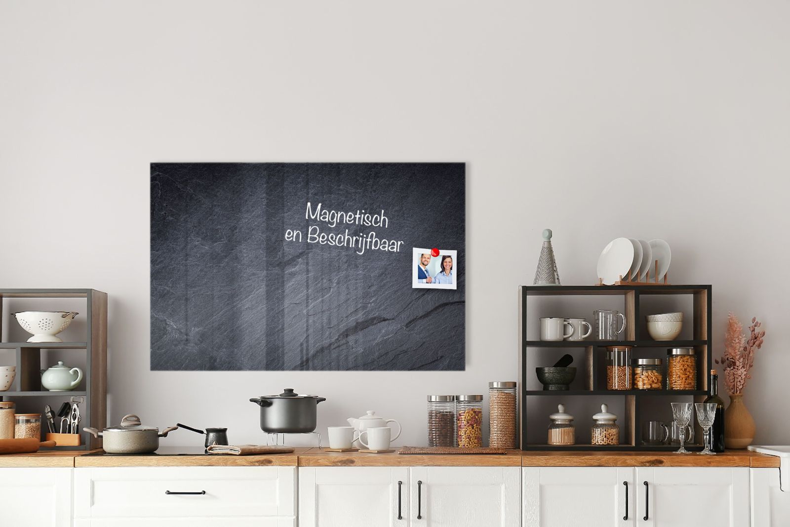 Glas-Whiteboard Schieferoptik Schwarz – magnetisch, kratzfest & rahmenlos