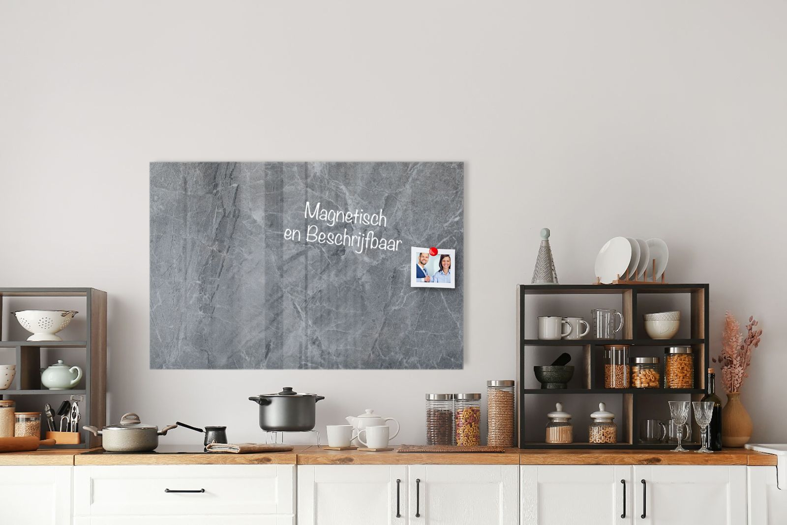 Glas-Whiteboard Grau Marmor – magnetisch & kratzfest