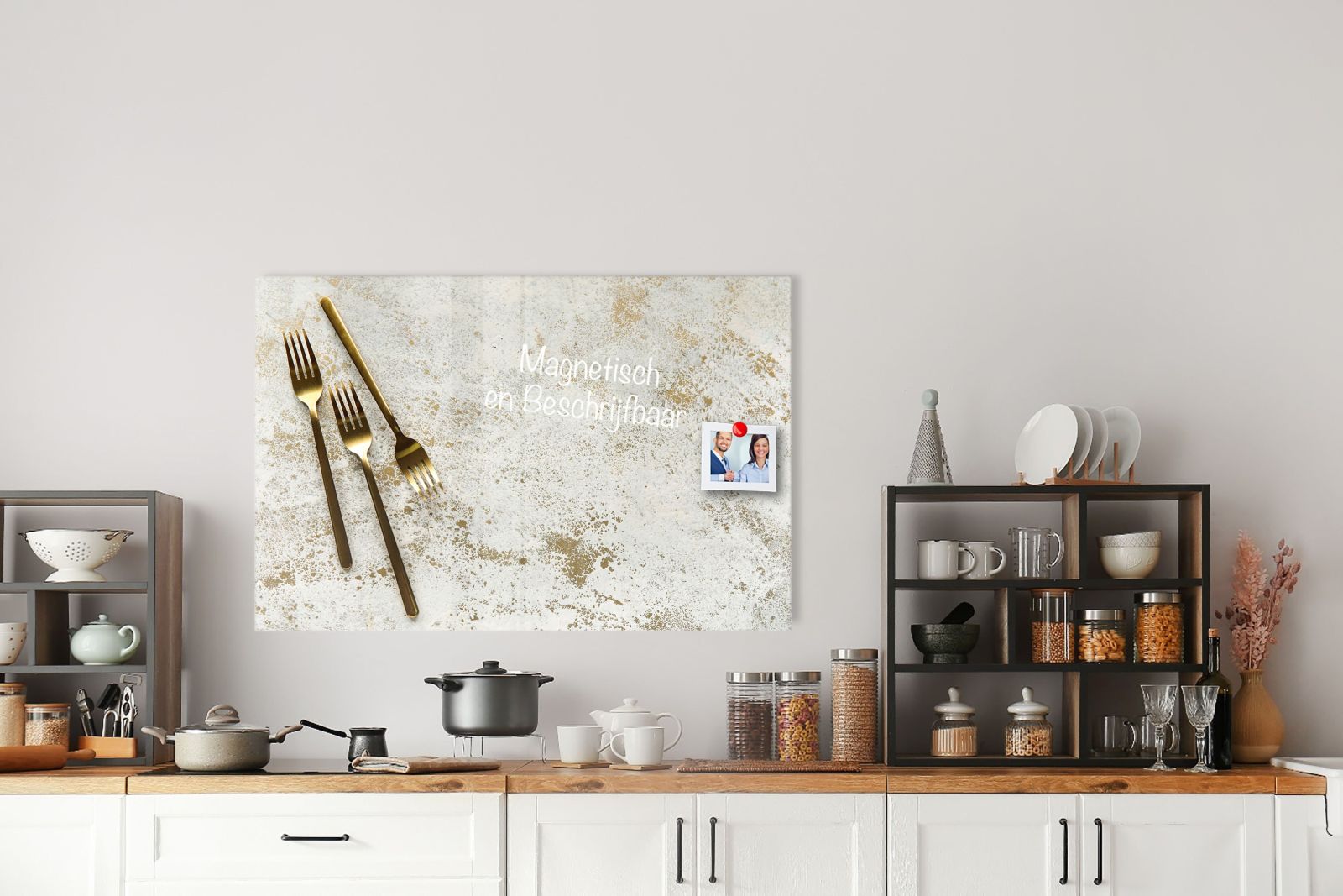 Mydesignglas Glas Whiteboard - Goldene Gabeln – magnetisch, kratzfest & rahmenlos