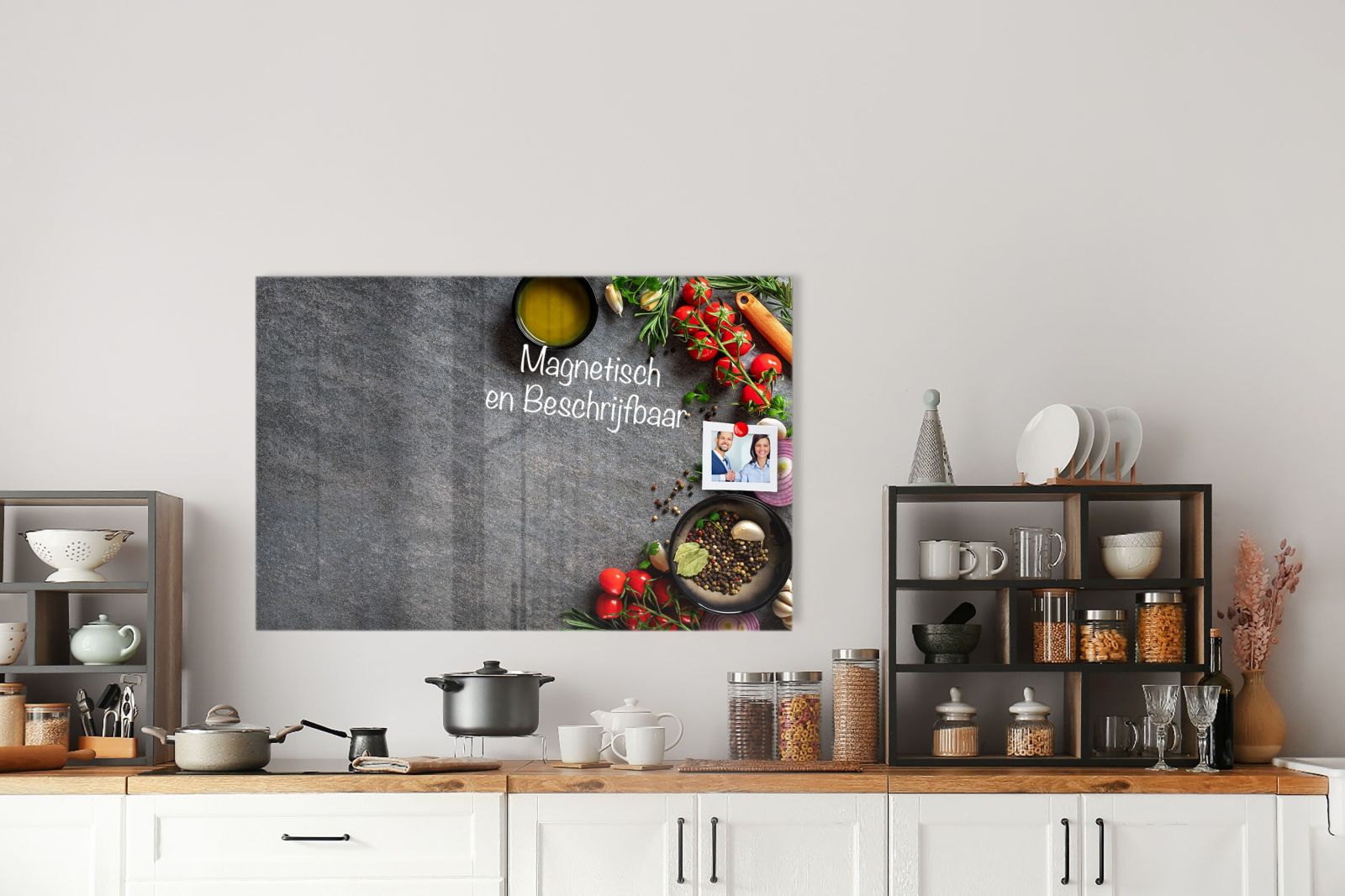 Mydesignglas Glas Whiteboard - Zutaten auf Schiefertisch – magnetisch, kratzfest & rahmenlos