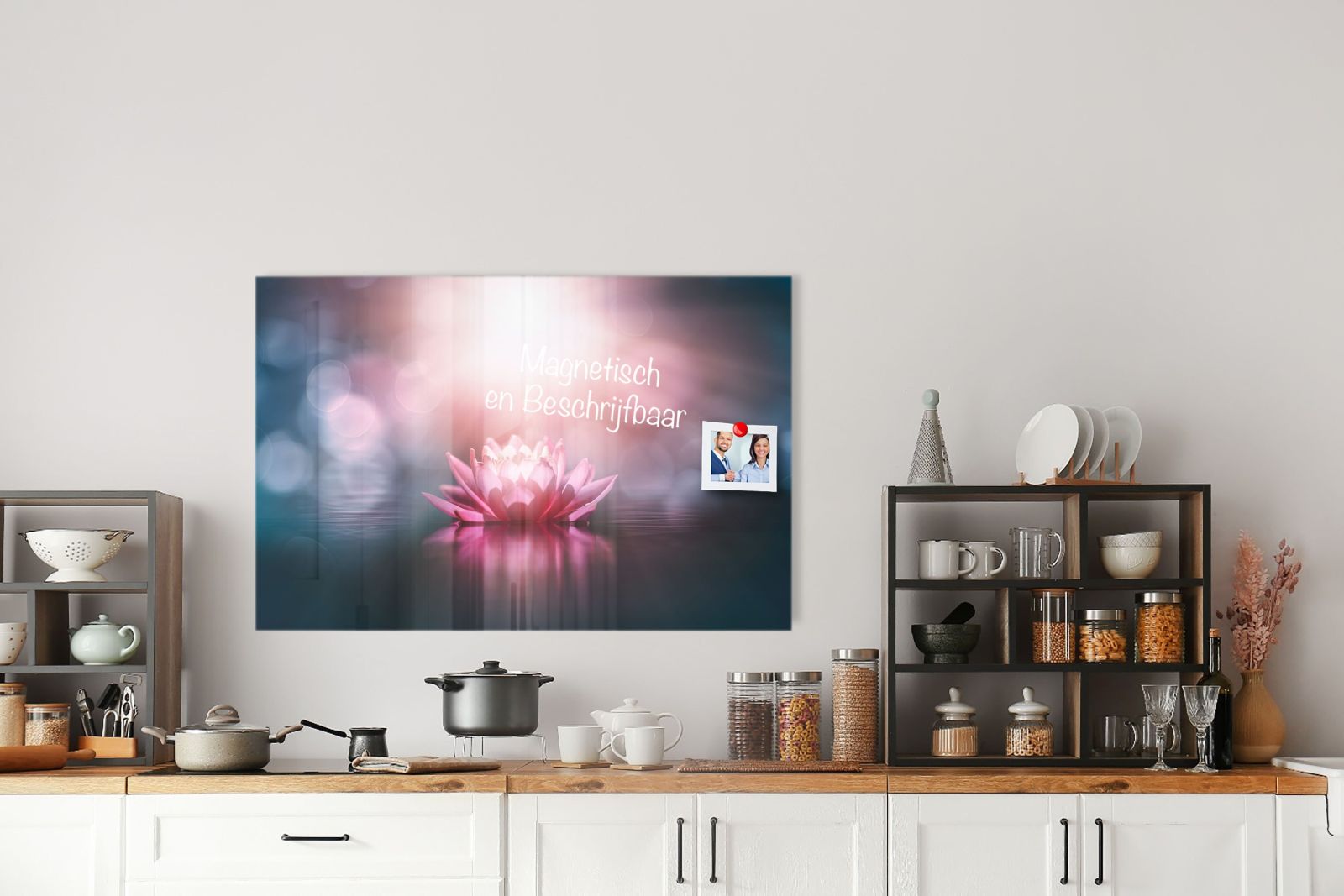 Glas-Whiteboard Lotusblume – magnetisch, kratzfest & rahmenlos