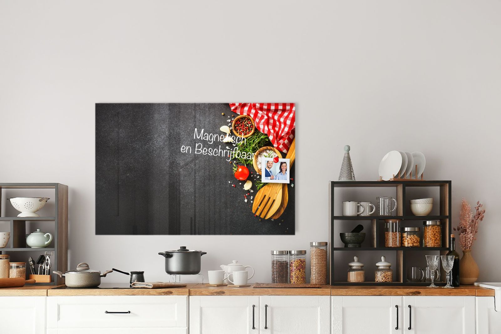 Mydesignglas Glas Whiteboard - Zutaten auf schwarzem Tisch – magnetisch, kratzfest & rahmenlos