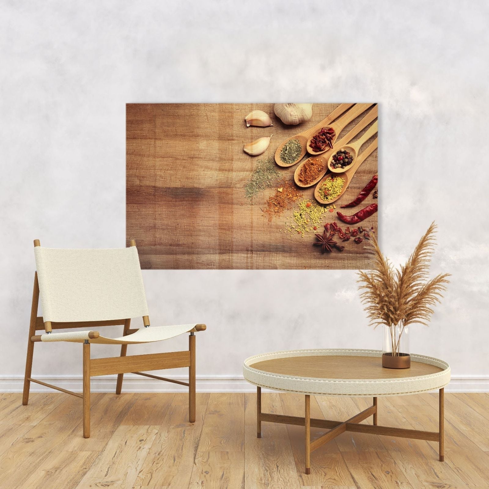Mydesignglas Glas Whiteboard - Kräuter auf Holztisch – magnetisch, kratzfest & rahmenlos