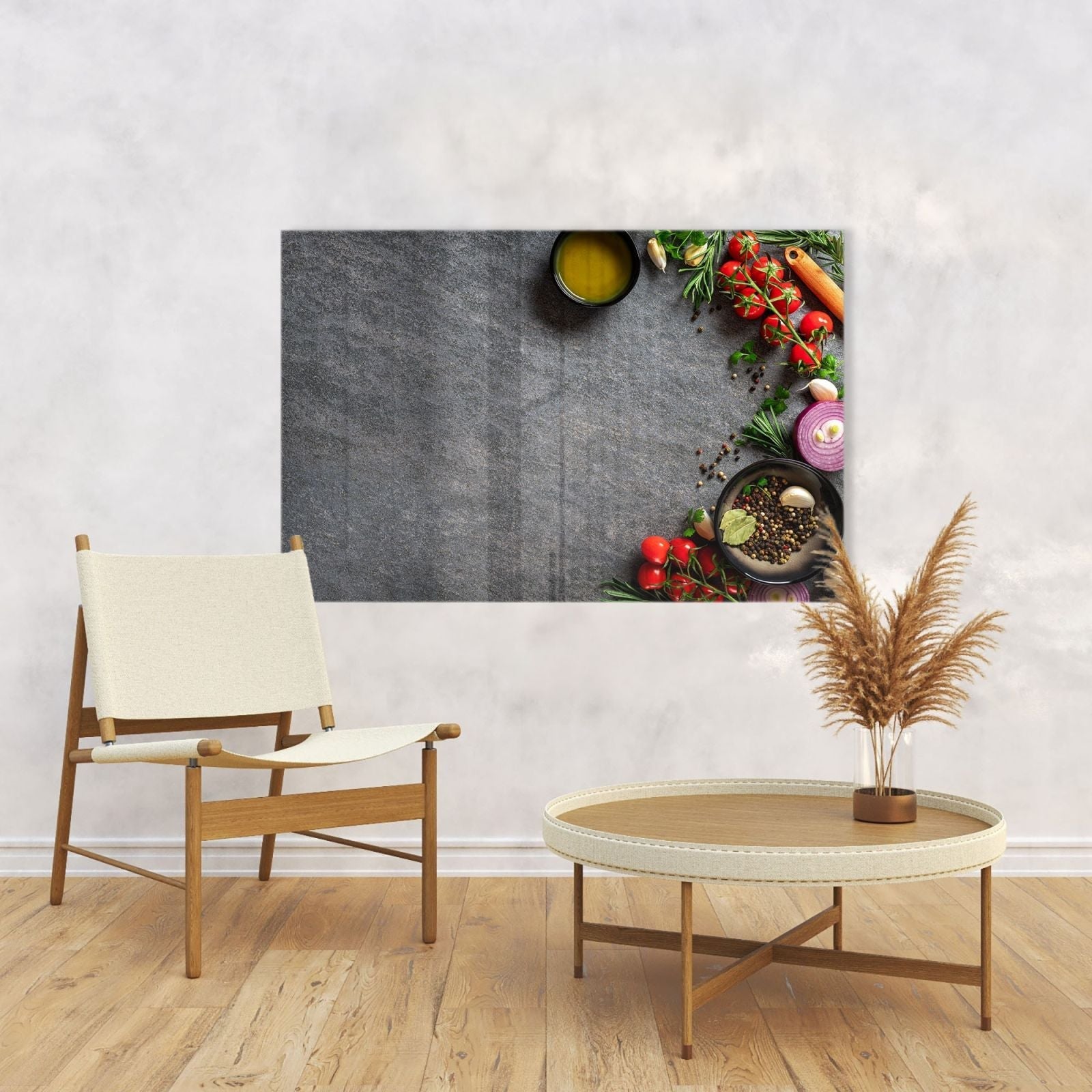 Mydesignglas Glas Whiteboard - Zutaten auf Schiefertisch – magnetisch, kratzfest & rahmenlos