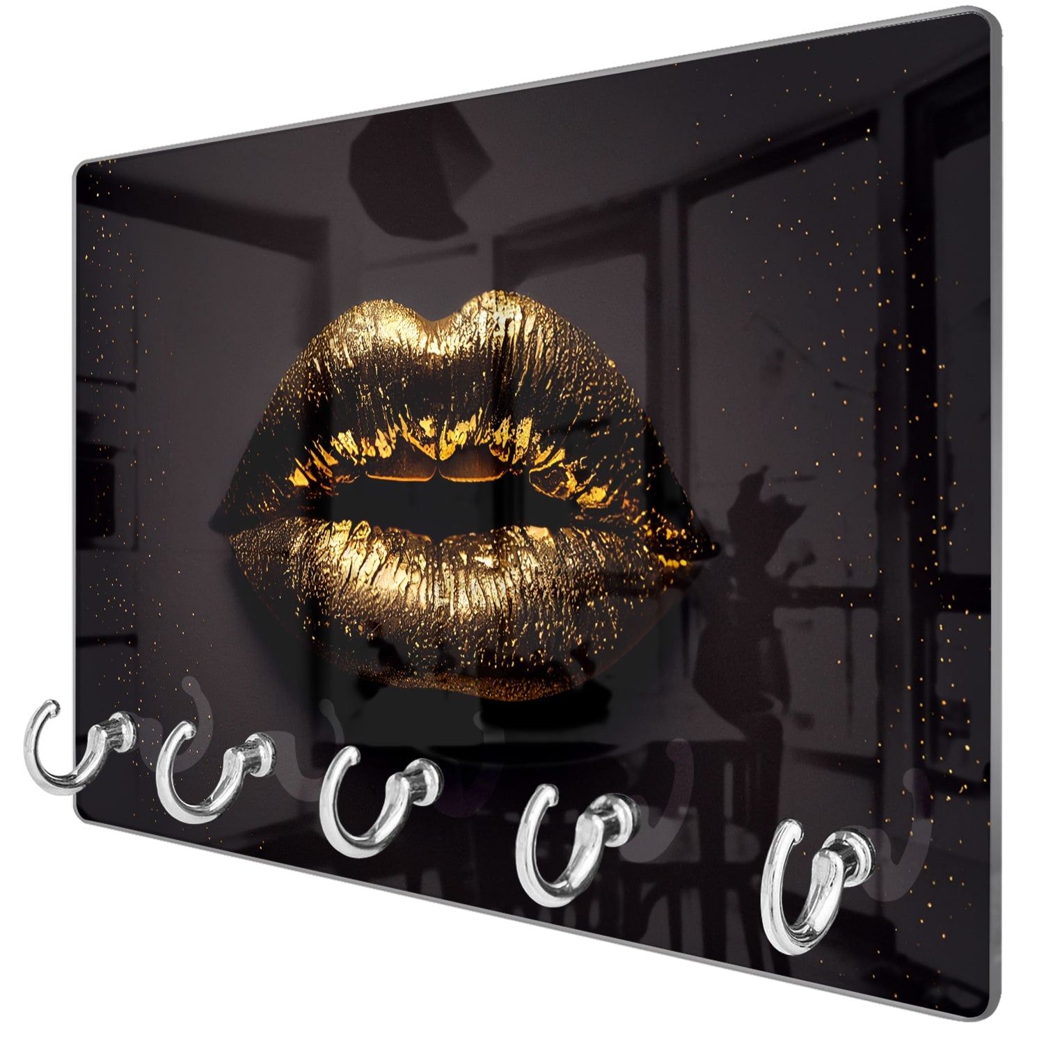 Schlüsselbrett Goldene Lippen auf schwarzem Hintergrund