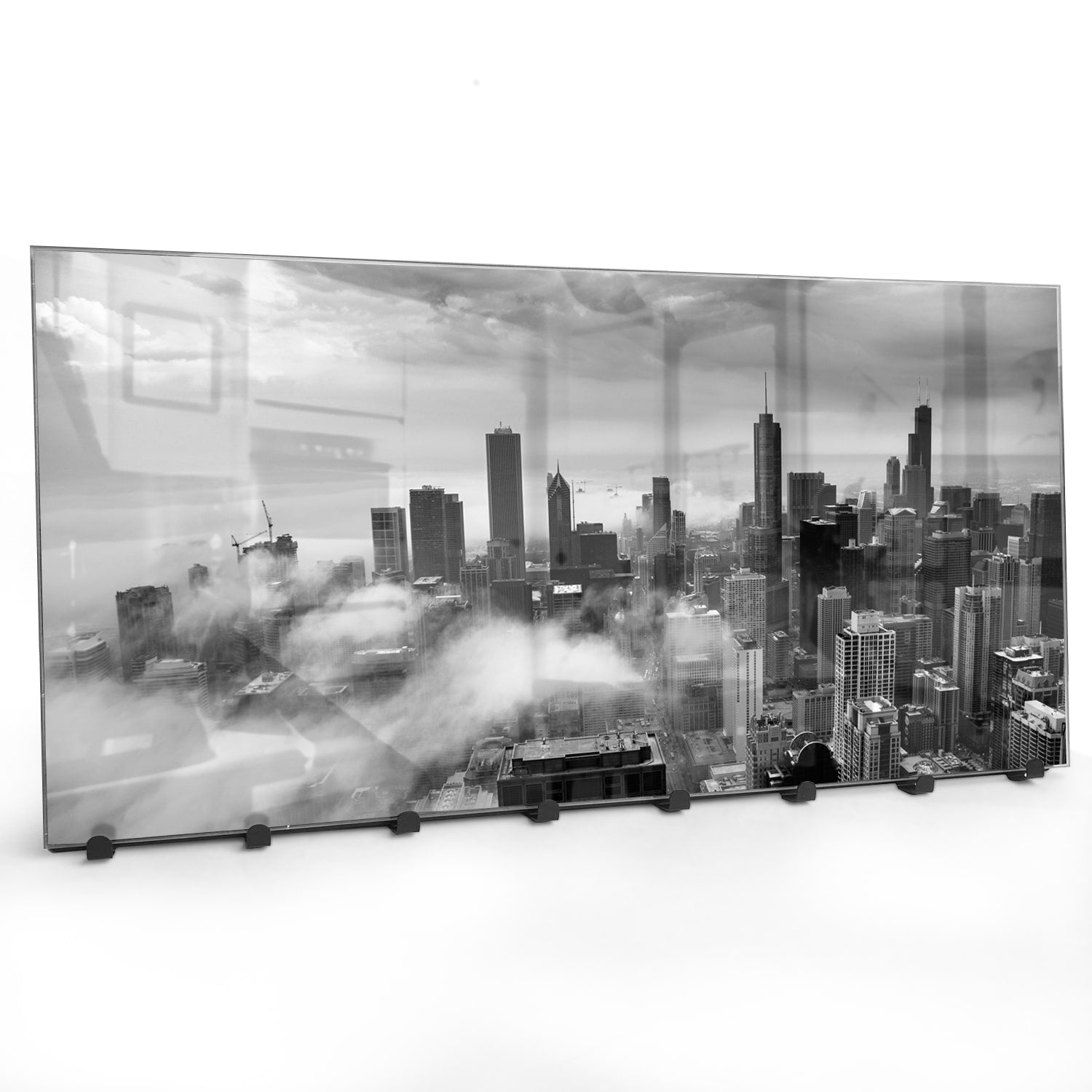 Wandgarderobe Chicago Skyline im Nebel