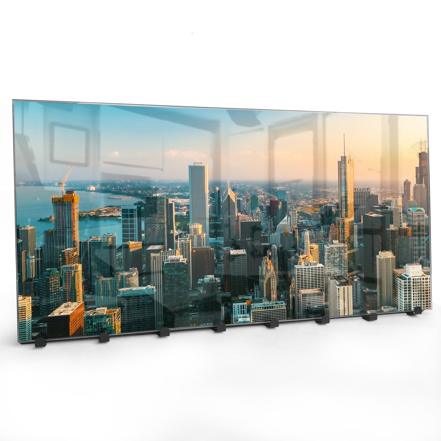 Wandgarderobe Chicago Skyline bei Sonnenuntergang