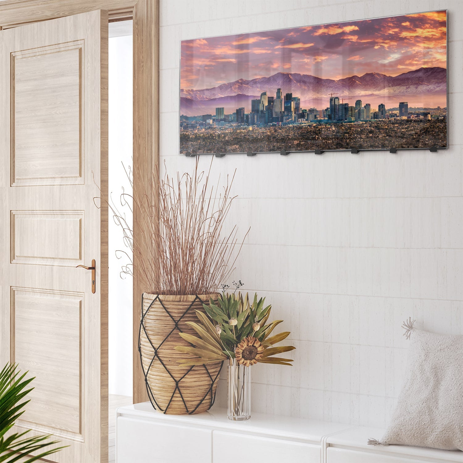 Wandgarderobe Los Angeles Skyline bei Sonnenuntergang
