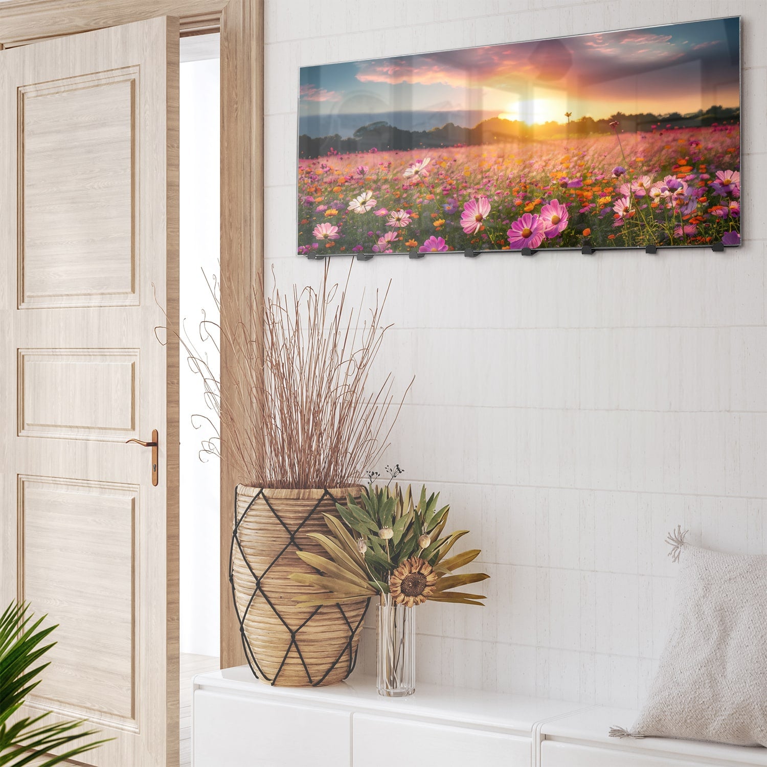 Wandgarderobe Sommerblumen bei Sonnenuntergang