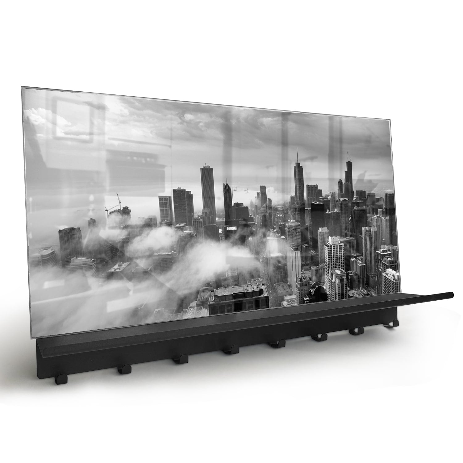 Wandgarderobe Chicago Skyline im Nebel