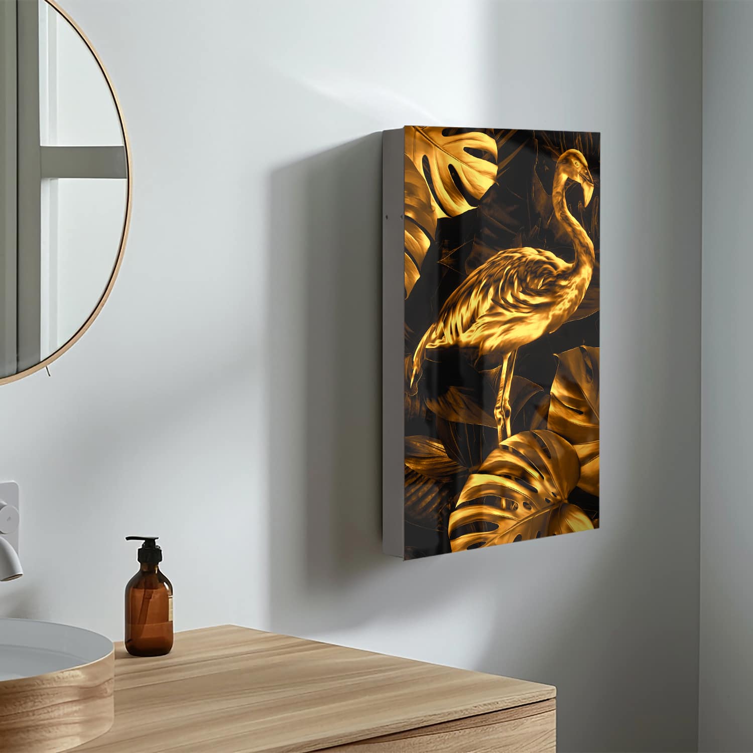 Medizinschrank Nächtlicher goldener Flamingo