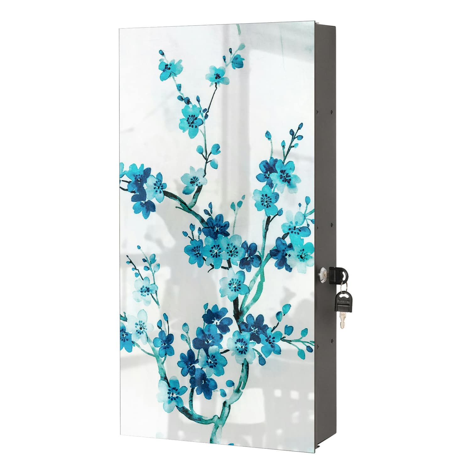 Medizinschrank Aquarellmalerei blaue Blumen