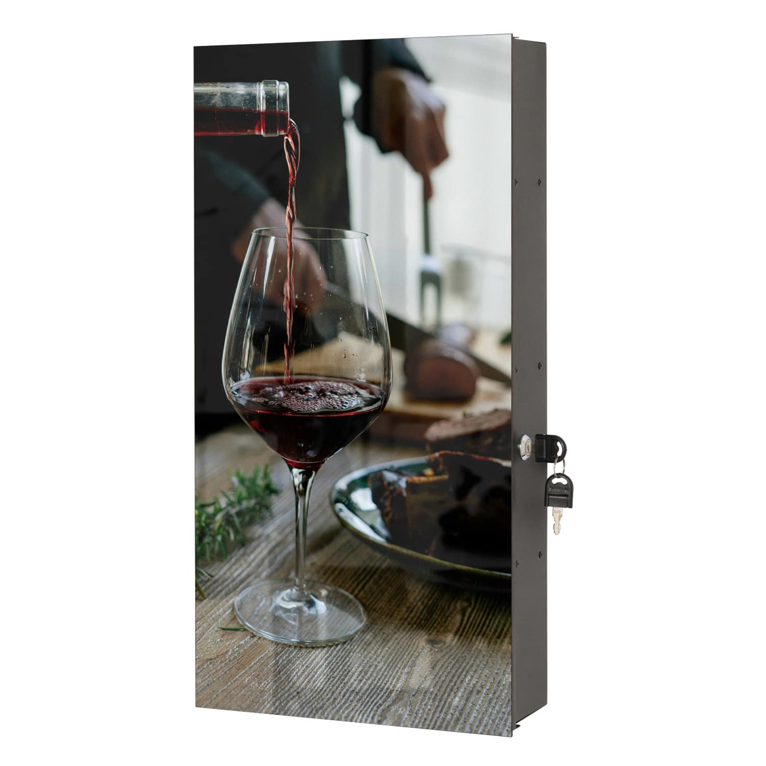 Medizinschrank Rotwein und Mahlzeit