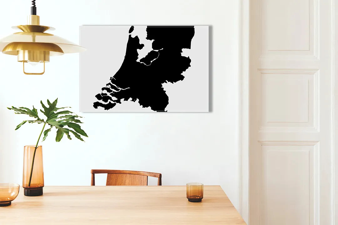 Kork-Pinnwände auf Leinwand mit silhouettenkarte der niederlande – Format 100 × 70 cm
