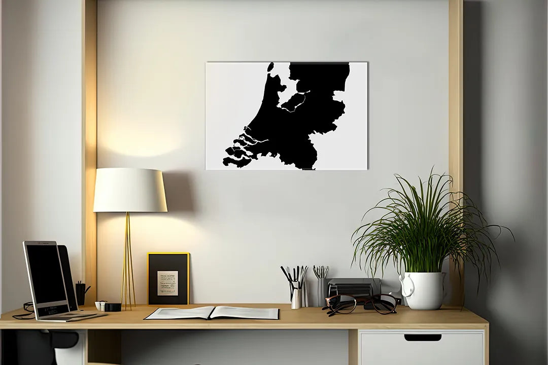 Kork-Pinnwände auf Leinwand mit silhouettenkarte der niederlande – Format 140 × 100 cm