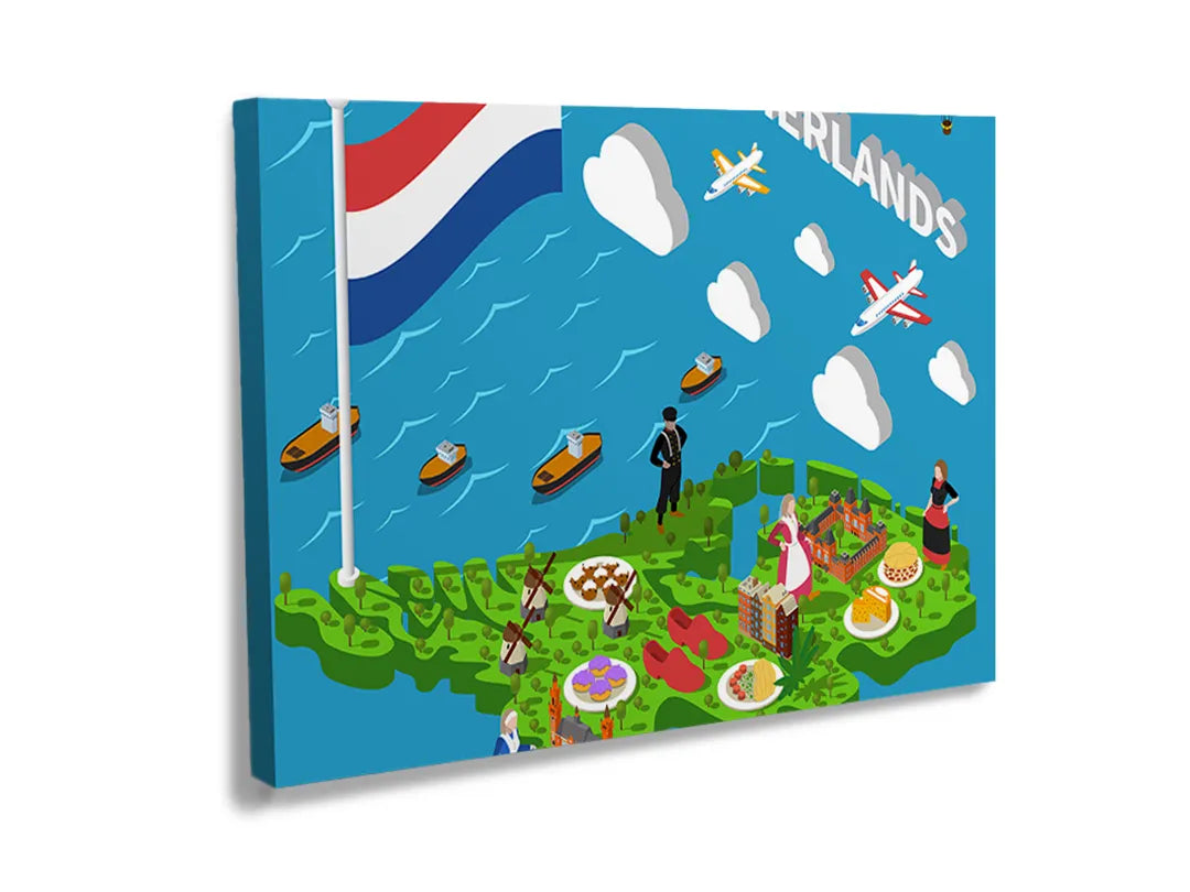 Kork-Pinnwände auf Leinwand mit spielerische kartenillustration – Format 120 × 80 cm