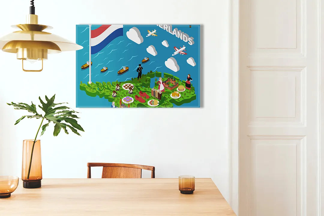 Kork-Pinnwände auf Leinwand mit spielerische kartenillustration – Format 100 × 70 cm