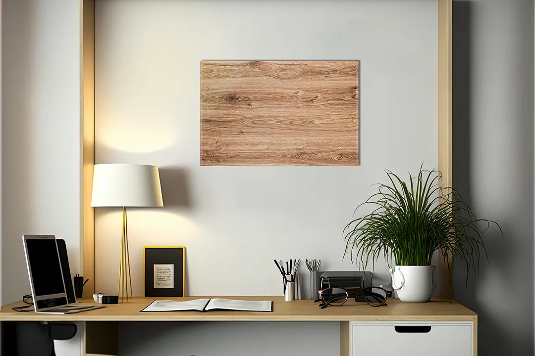 Kork-Pinnwände auf Leinwand mit helle natürliche holzstruktur – Format 140 × 100 cm