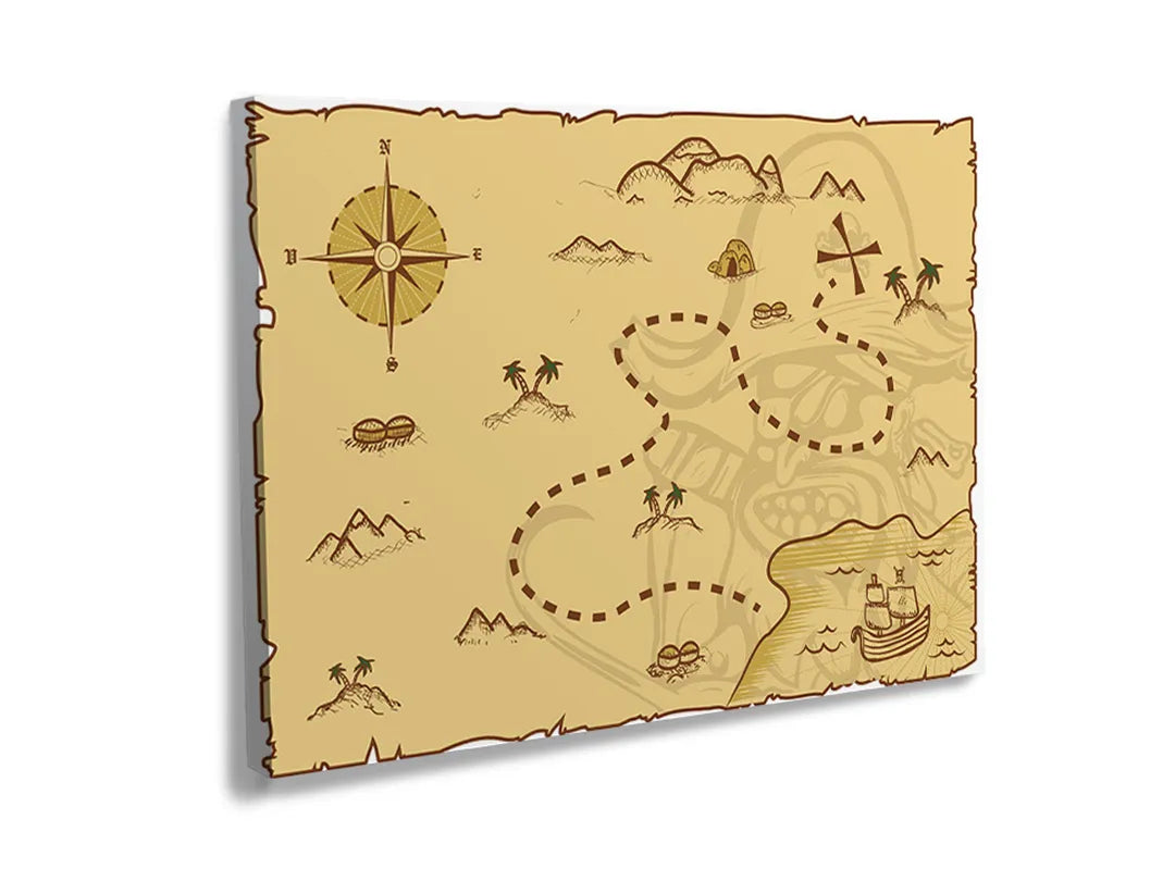 Kork-Pinnwände auf Leinwand mit spielerische schatzkarte – Format 120 × 80 cm