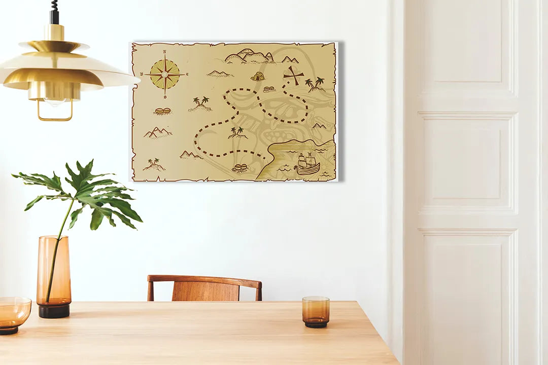 Kork-Pinnwände auf Leinwand mit spielerische schatzkarte – Format 100 × 70 cm