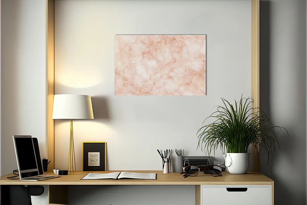 Kork-Pinnwände auf Leinwand mit rosa marmorstruktur – Format 140 × 100 cm