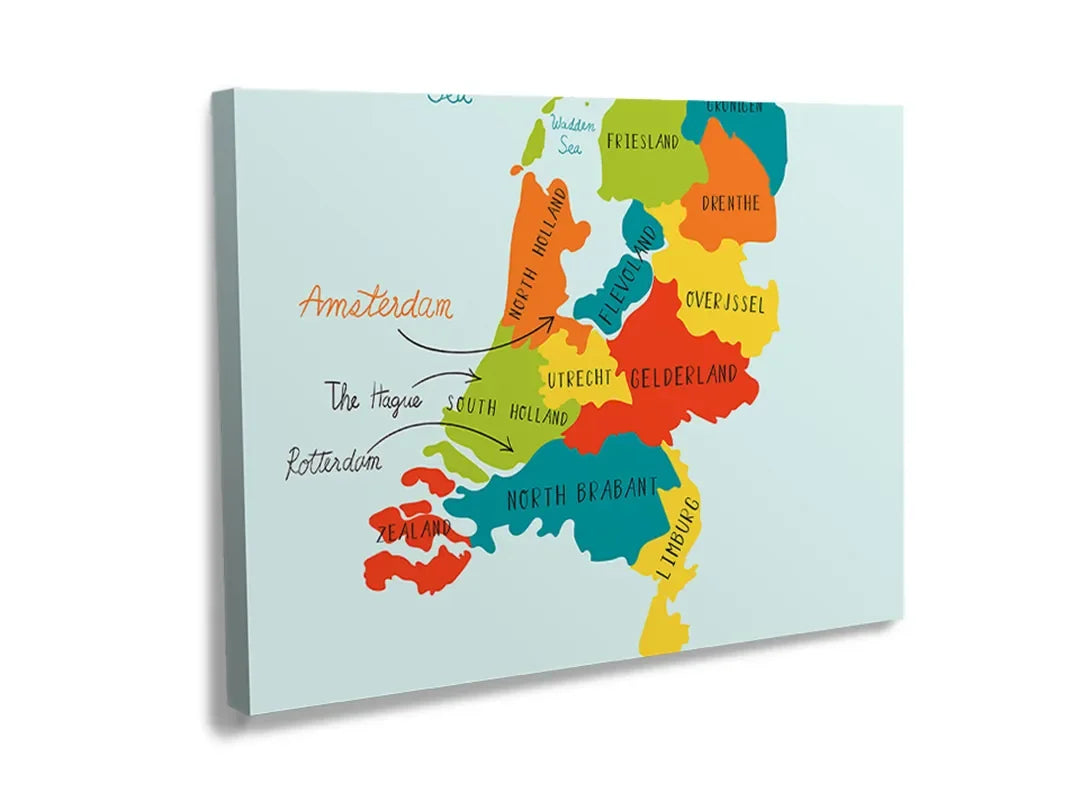 Kork-Pinnwände auf Leinwand mit illustrative karte der niederlande – Format 120 × 80 cm