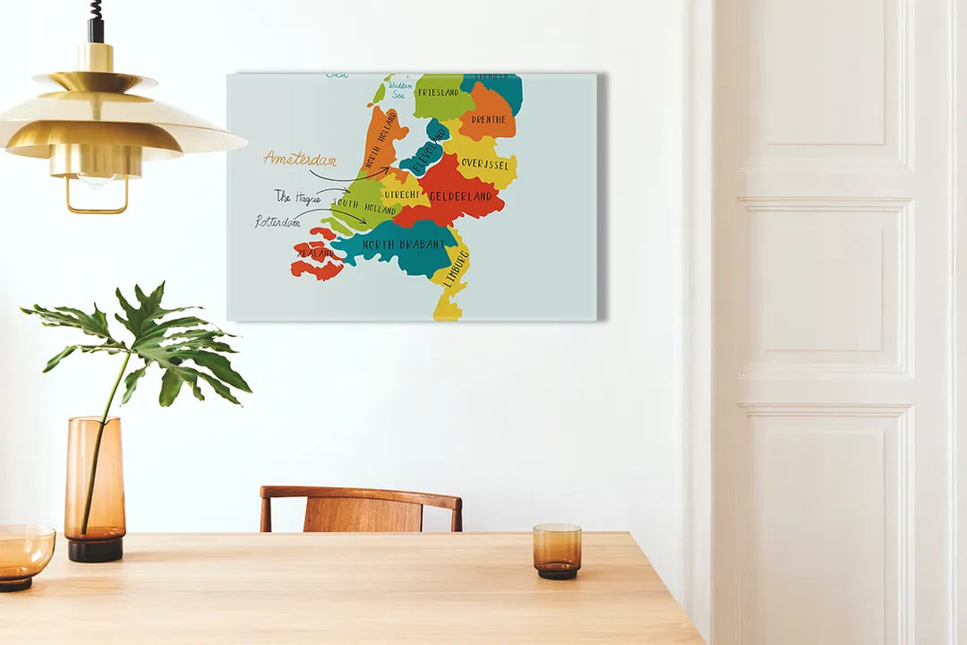 Kork-Pinnwände auf Leinwand mit illustrative karte der niederlande – Format 100 × 70 cm