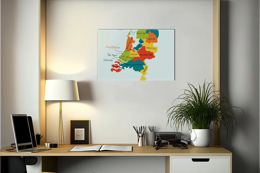 Kork-Pinnwände auf Leinwand mit illustrative karte der niederlande – Format 140 × 100 cm