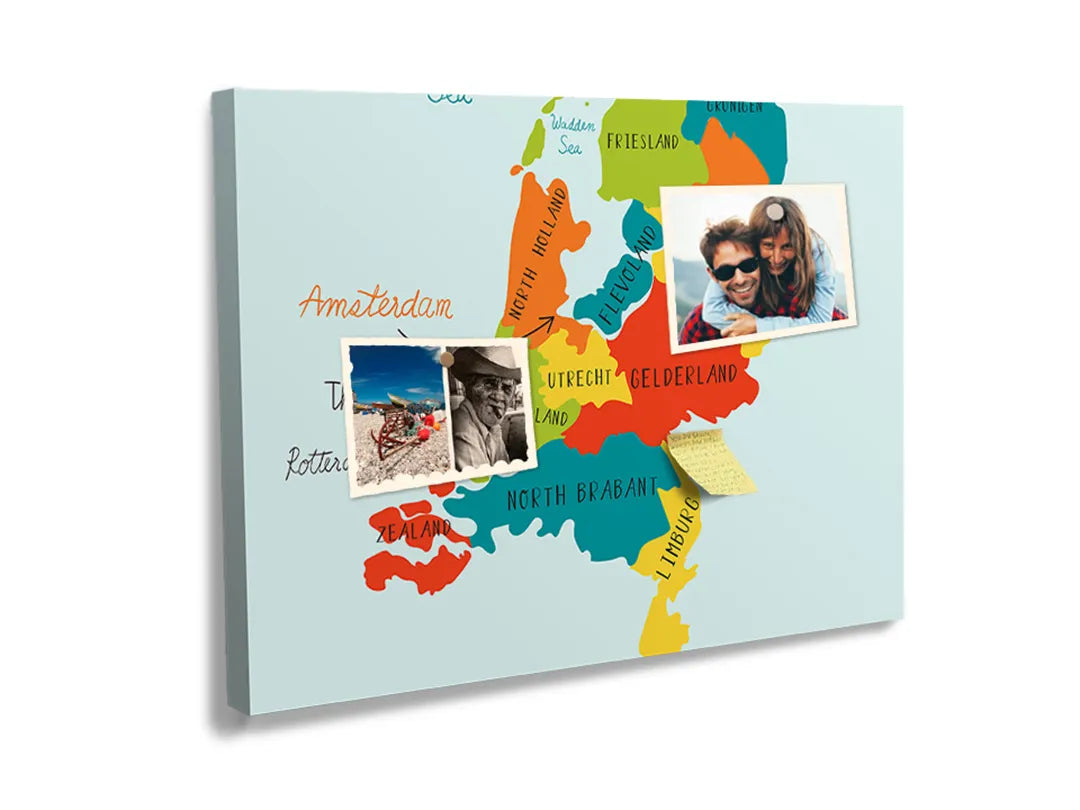 Kork-Pinnwände auf Leinwand mit illustrative karte der niederlande – Format 60 × 40 cm