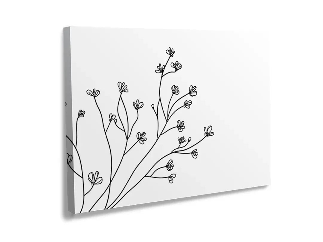 Kurkborden op canvas met fijne takken met kleine bloemen – formaat 120 × 80 cm