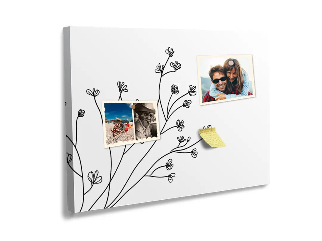 Kurkborden op canvas met fijne takken met kleine bloemen – formaat 60 × 40 cm