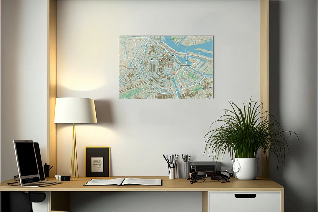 Kork-Pinnwände auf Leinwand mit stadtplan von amsterdam – Format 140 × 100 cm